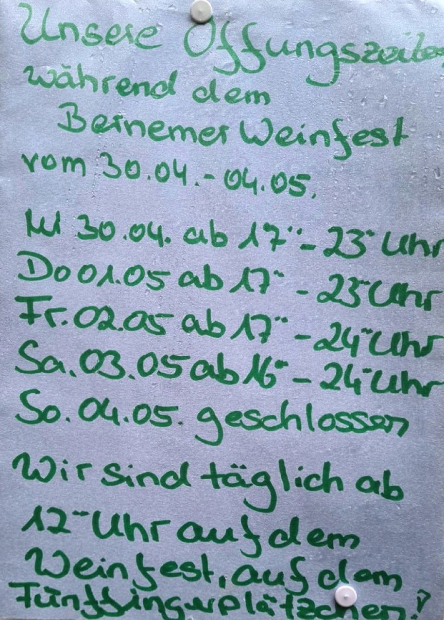 WD Öffnungszeiten Weinfest 2025